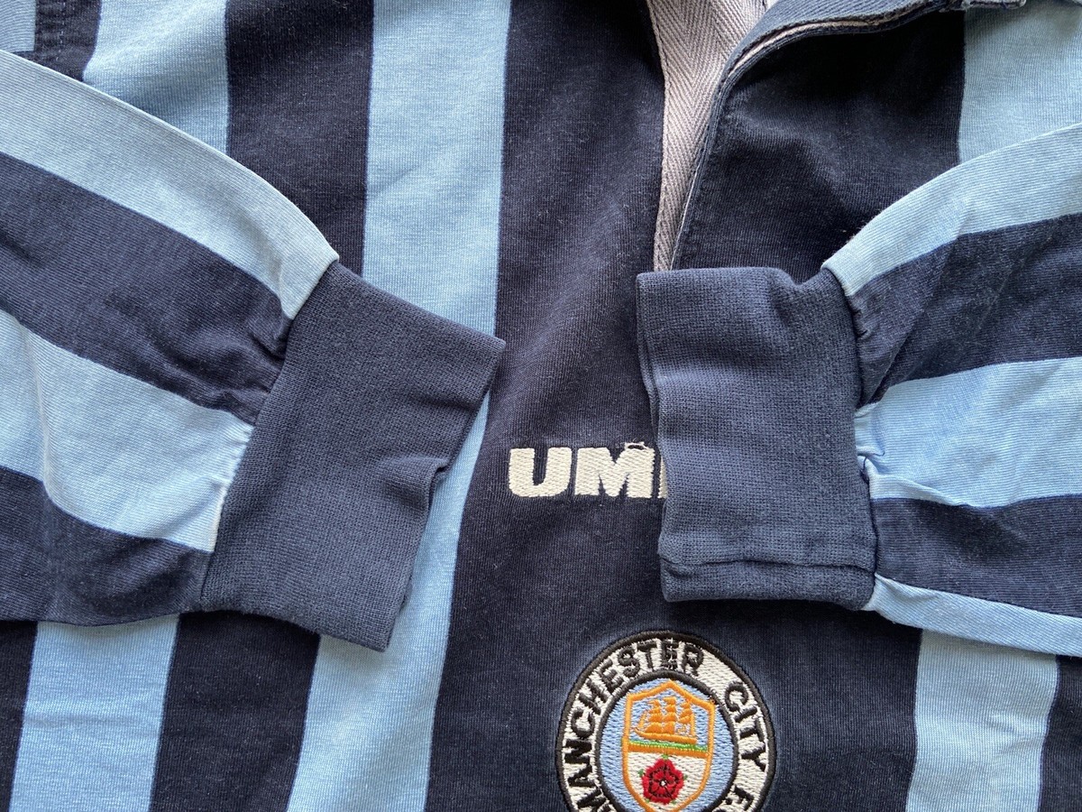 MANCHESTER CITY 90s FOOTBALL SOCCER POLO SWEATSHIRT UMBRO MANCHESTER CITY 90s FOOTBALL SOCCER POLO SWEATSHIRT UMBRO