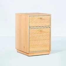 Grooved Wood 2-Drawer Vertical Filing Cabinet - Natural - Hearth & Hand with