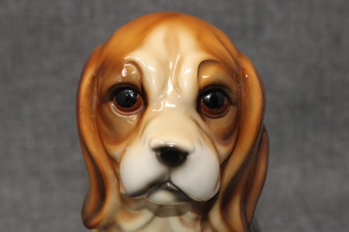 Perro cachorro de porcelana esmaltada marrón y blanco ENESCO JAPAN de colección, 6 1/2" en muy buen estado - Imagen 6 de 11