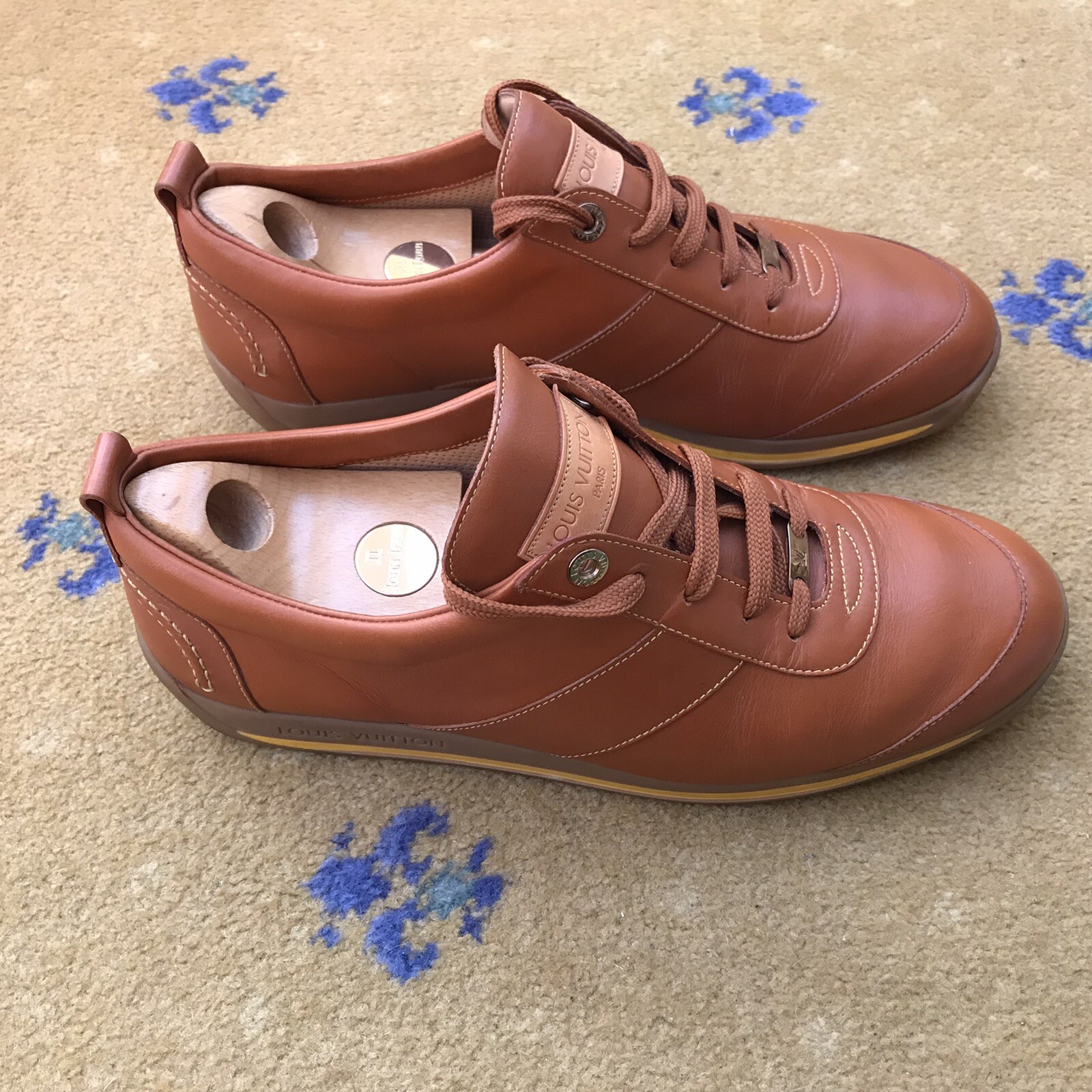 Louis Vuitton Trainers Sneaker Shoes Tan Brown Leather Mens UK 9 US 10 EU 43 thumbnail 9