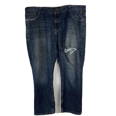 English Laundry Jeans 48x32 Straight Leg Lions Crest Distressed Men's Med Wash