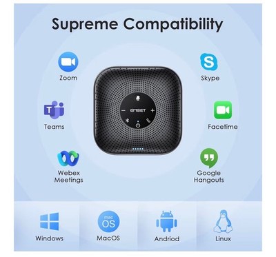 Conference Speakerphone M0 Plus, 4 AI Mics 360° Voice Pickup, Noise Reduction