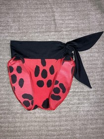 Vintage Red Black Spots Satin Bikini Sissy Panties Tie Swim Bottom Second Skin L