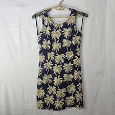 Pineapple Moon Silk Dress Womens Small Tank Sleeveless Palm Tree Beach Hawaiian