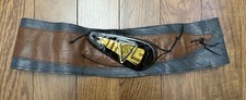 Vtg LISANDRO SARASOLA Brown/black Leather Geometric Design Belt