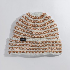Coal The Stria Mid Length Cotton Blend Beanie Unisex OSFM Off White Burnt Orange