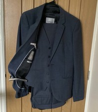 Top Man Men's 3-Piece Suit Jacket, Trousers, Waistcoat Blue Navy