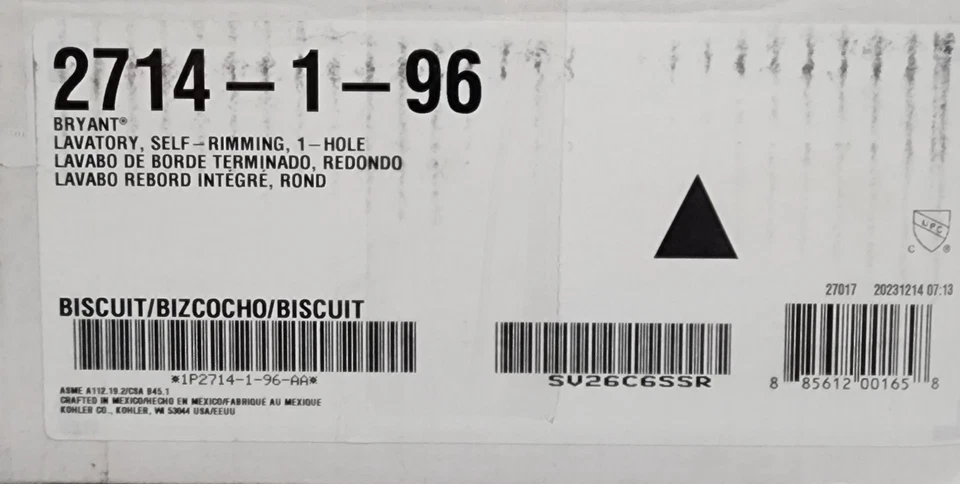 Fregadero de baño redondo autocorteante con un solo agujero Kohler K-2714-1-96 Bryant Foto 3 de 3