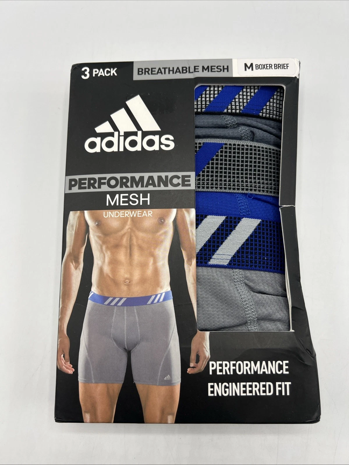 Adidas Boxer Slip Uomo Taglia M Grigio Nero Elasticizzato Confezione 3 Intimo Nuovo Con Scatola