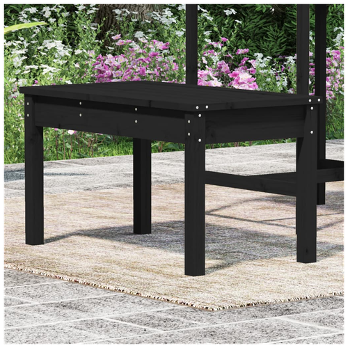 Black Solid Pine Wood Garden Bench 80x44x45 cm Outdoor Patio Furniture - Picture 3 of 5