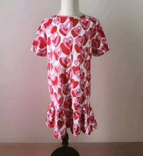 Stella McCartney Kids Heart Print T-shirt Dress Red Pink Cotton Girls Size 12Y
