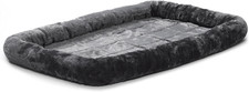QuietTime Dog Bed   Gray Faux Fur Bolster, Ultra-Soft and Machine Washable, Fits