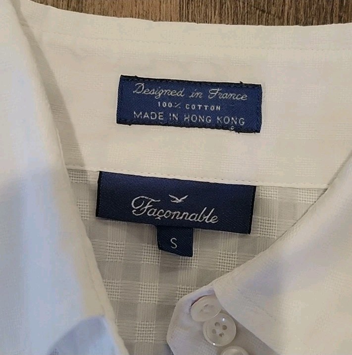 Facconable Womens Checked White Button Up, Size S - image 7