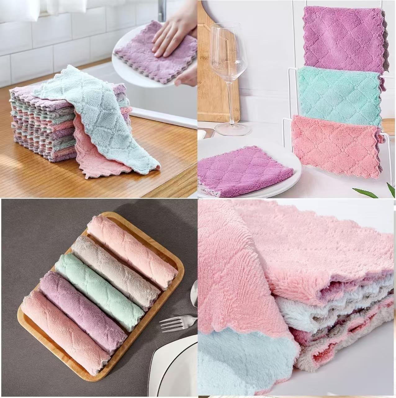 24 Pack Kitchen Dish Cloths Towels, Super Soft and Absorbent Multicolor...