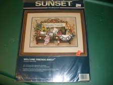 NEW Sunset Cross Stitch Kit Welcome Friends Shelf #12127