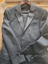 MEN'S BLACK FORMAL TUXEDO SIZE 40L Suit ADJUSTABLE 100 Wool Hemmed Can Let Out
