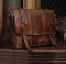 Leather Messenger Bag Office Men's Crossbody Satchel Bag Laptop Shoulder bag