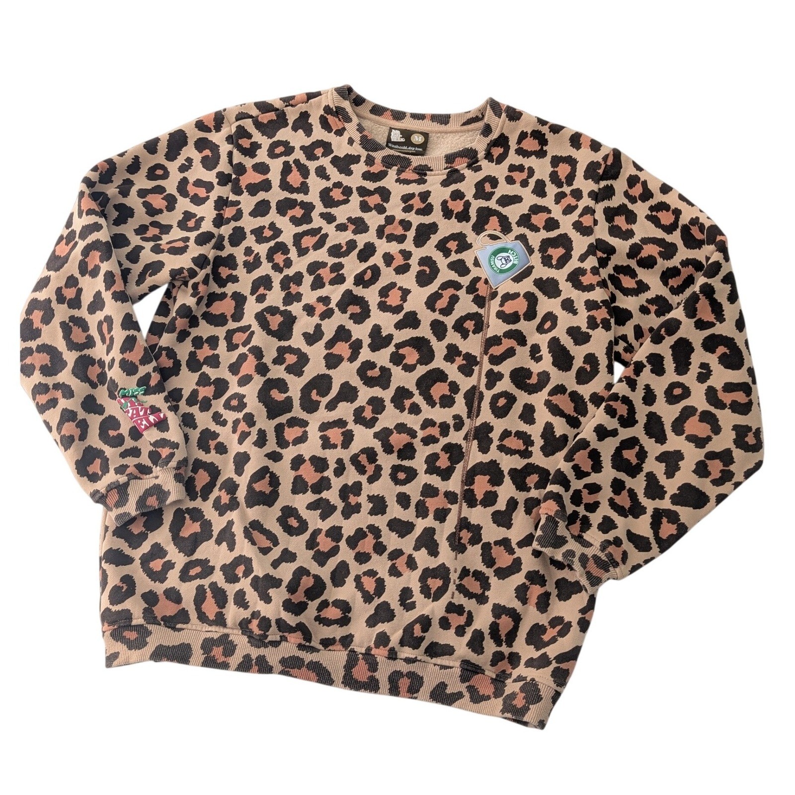 Mr. Eatwell x Heather McMahan Leopard Print Sweatshirt Mens M Tiramisu image 2