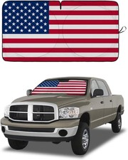 American Flag Car Windshield Sun Shade, Foldable Car Front Window Sunshade for C