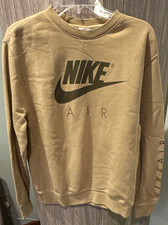 Nike Air Men's Beige Logo Graphic Crewneck Fleece Pullover Sweatshirt S