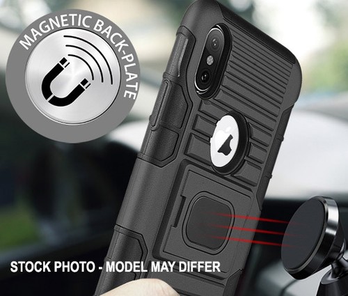 Black Magnet Grip Case Cover Stand + Belt Clip Holster for LG V50 ThinQ (2019) - Picture 11 of 11