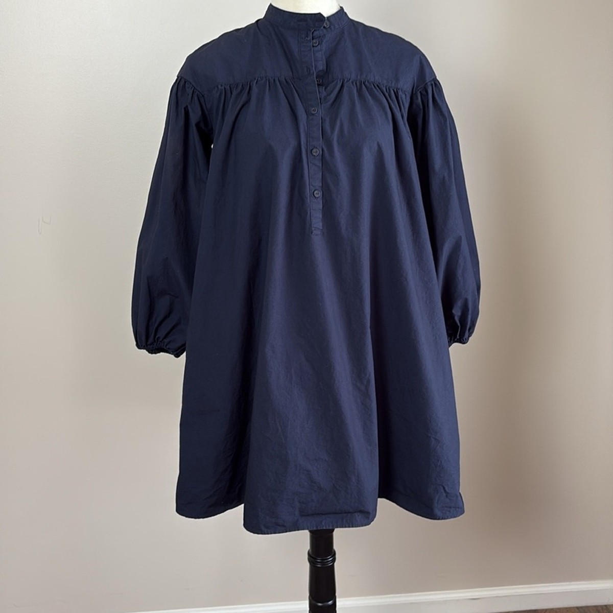 UNIQLO X TOMAS MAIER Cotton Poplin Gathered Long Sleeve Babydoll 