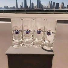 2oz Shot Glasses Corazon Tequila de Agave Shot Glasses Clear Red & Blue New x4