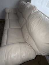 Genuine Leather 3-seater Electric Recliner Sofa In Ivory Colour