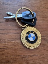 Vintage BMW Of Nashville Gold Enamel Key Fob Chain 1990 Circle 1980s