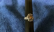 Vintage WM CO WHEELER SOUTHWESTERN Honey  Amber Sterling Silver RING Size 4.25
