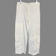 Zara XL Ivory Ruched Satin Effect Cargo Pant Wide Leg High Rise Normcore flaw