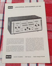 ancienne Brochure technique Klein & Hummel UE-100 UNIVERSAL ENTZERRER  ÉGALISEUR
