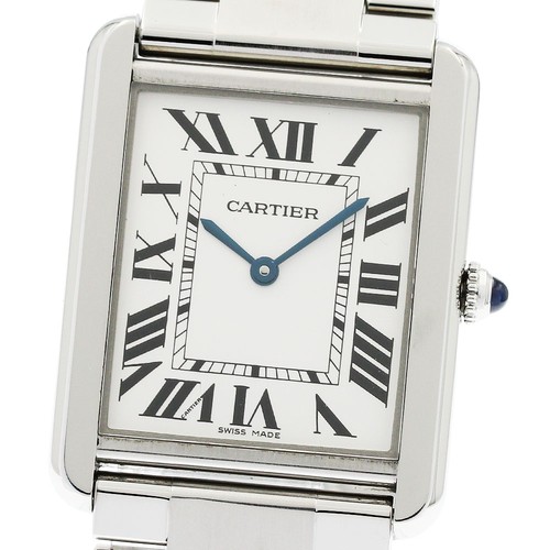 CARTIER Tank Solo LM W5200014 Quartz Silver Dial Stainless Steel Watch A0609
