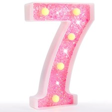 Marquee Numbers Pink Light Up Numbers for Girls 7th 17th Birthday Battery Pow...