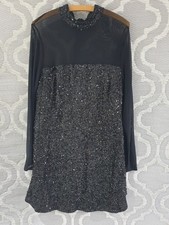 Womens Sequin Black Midi Dress – Sparkling Mesh Party Celebrations XL *Worn Once