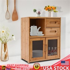Bamboo Kitchen Countertop Cabinet Pantry Sideboard Storage Cabinet with Drawers