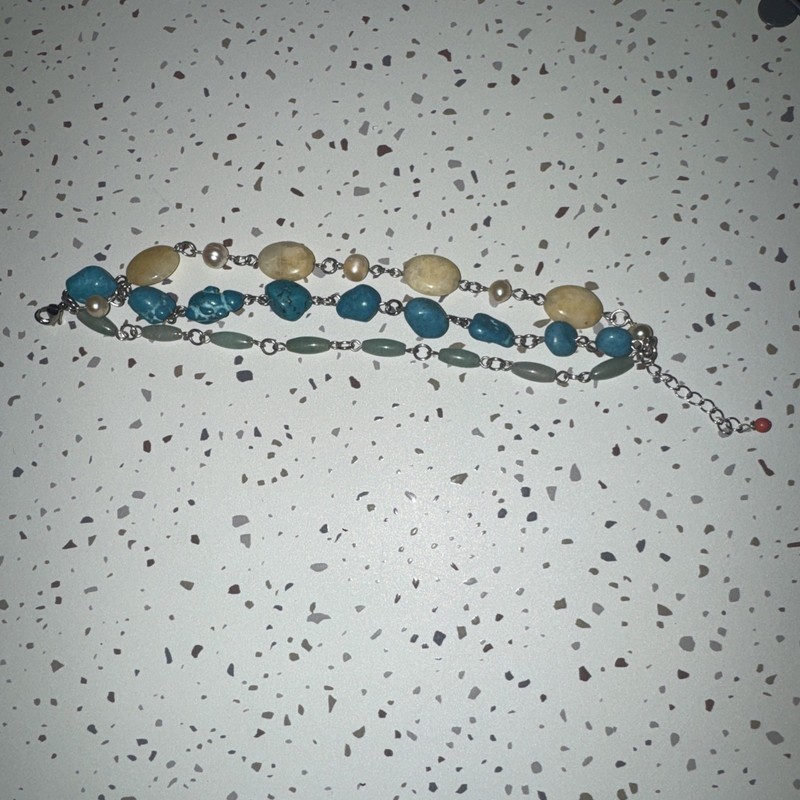 Turquoise Green Jasper Three Strand Bracelet 