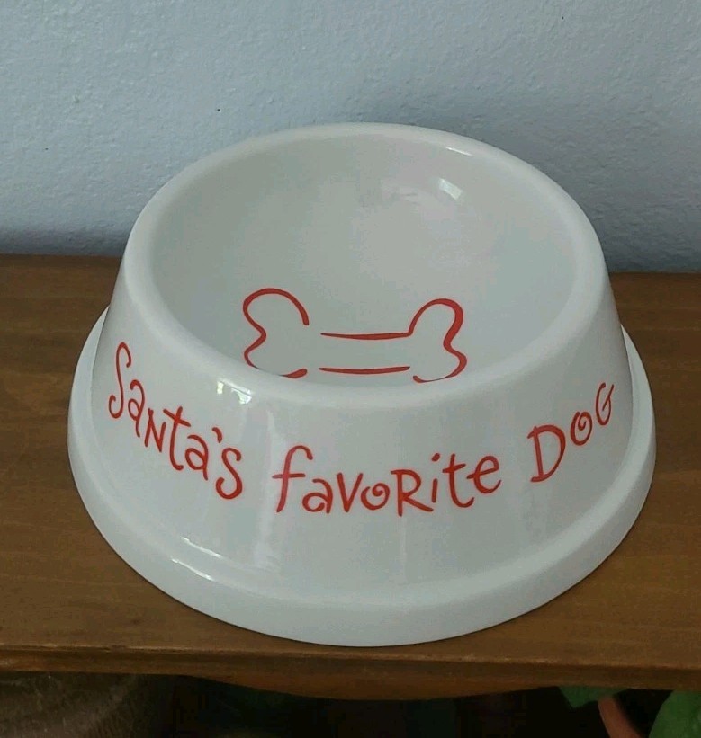 Water Dish Bowl Christmas Holiday Red Pet