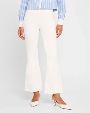 Veronica Beard Womens White Denim Carson Off Duty High Rise Ankle Flared Jeans L
