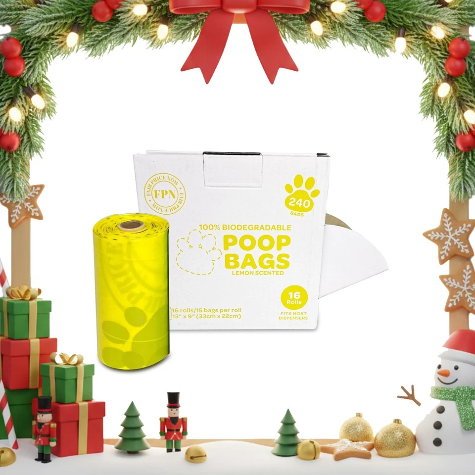 FPN LLC FPN Scented Lemon Dog Poop Bag Ecofriendly 16 CT Rolls 240 Counts Dog Poop Bag