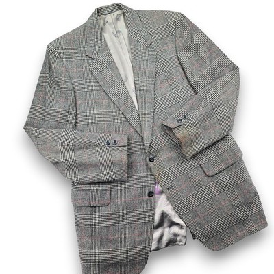 E&J Peak Mills Touché Men s 42L Grey Glen Plaid 100% Cashmere Blazer Sport Coat