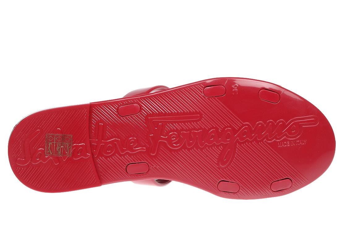 NEW SALVATORE FERRAGAMO JELLY LAQUER CHERRY FLIP FLOPS SLIDES