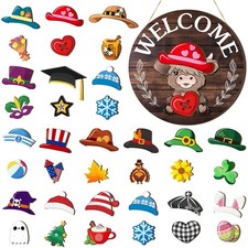 35 Pcs Holiday Interchangeable Highland Cow Welcome Sign Highland Cow Seasona...