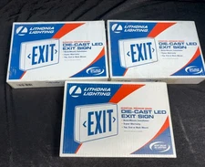 LITHONIA LIGHTING LQC W 1 R EL N Quantum Cast Aluminum LED Exit Sign 3 Lot NEW