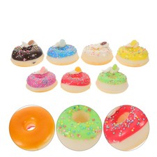 7pcs Artificial Desserts Donuts Faux Doughnuts Model Pu Fake Food For Birthday