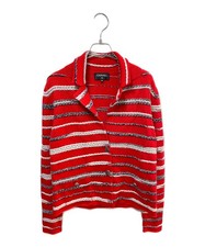 CHANEL P64 Giacca in maglia a righe in cashmere (P64262K60201): modello 2020/rosso/taglia: 3