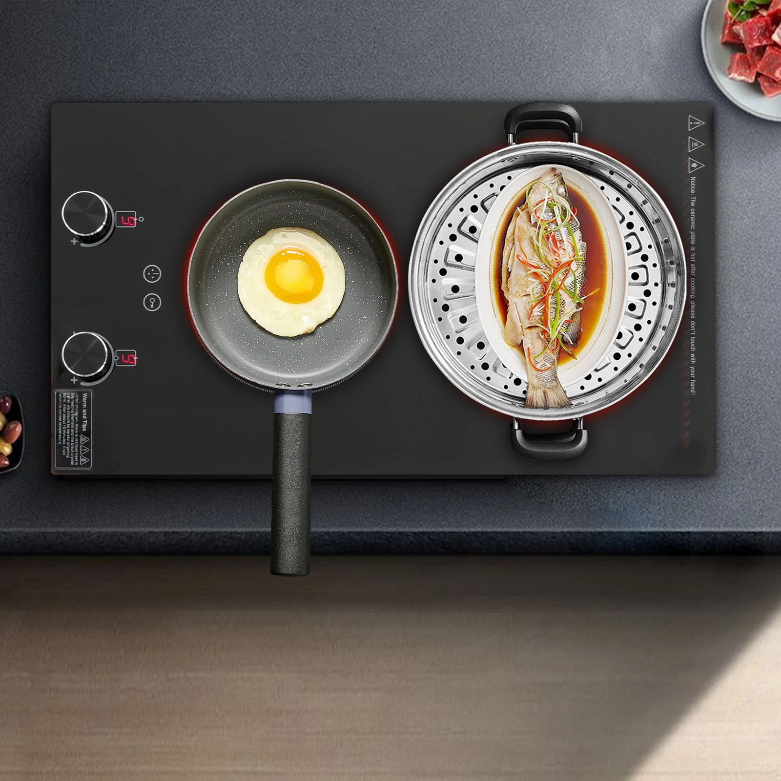 Electric Hob Cook Top Stove 110V Induction Cooktop 2 Burners Ceramic Cooktop US~
Opens in a new wind