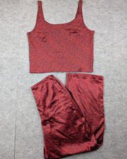 Victorias Secret Satin Pajama Set Women XS Vintage Y2K Red 90s Lightweight Retro