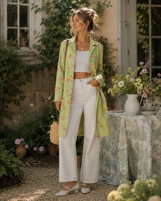 Jones Jacket Womens L Garden Party Boho Bloomcore Cottagecore Grandmacore