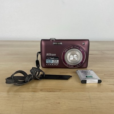 Nikon COOLPIX S4100 Digital Camera Plum & Battery & Strap Has Lens Error